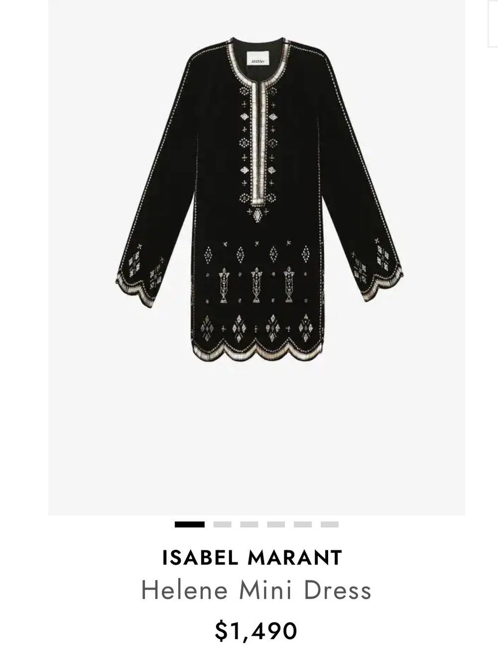 Isabel Marant Black Mini Dress with Silver Embellishment